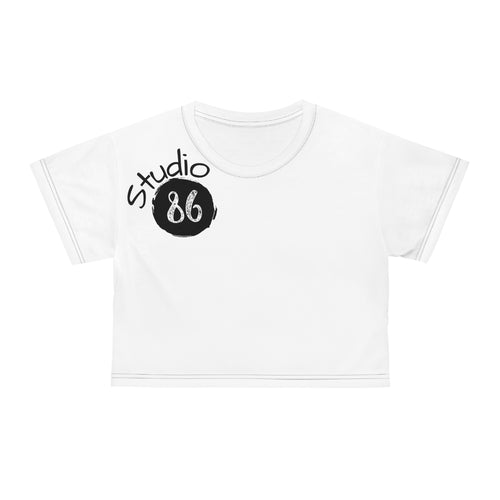 Studio86 Crop Tee | Retro Script Logo, Athletic Badge