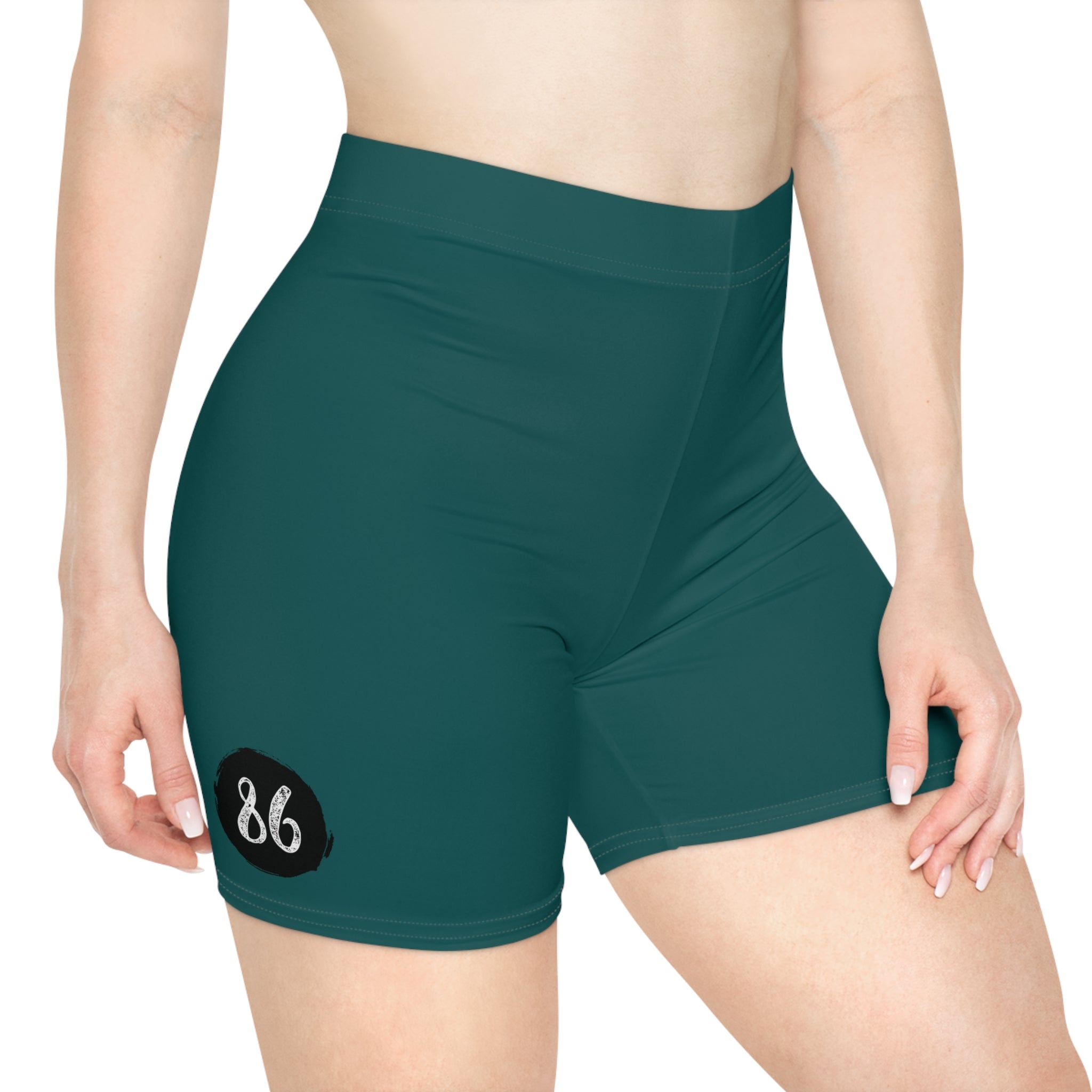 Teal Abstract Minimal Logo Biker Shorts | Women's Cycling Shorts