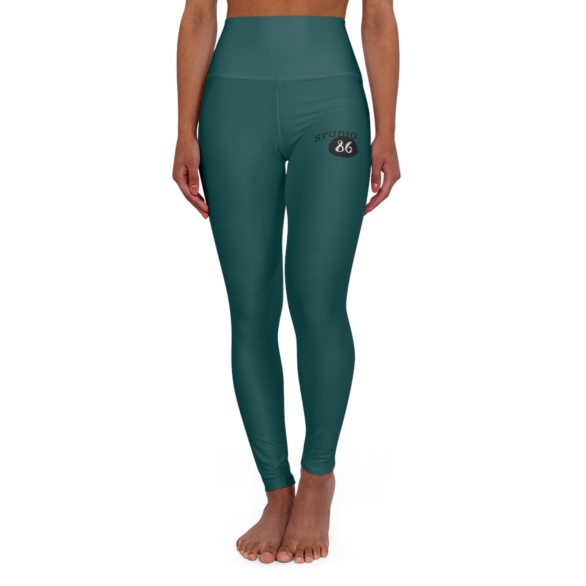 86 Logo High Waisted Yoga Leggings | Teal Athletic Leggings
