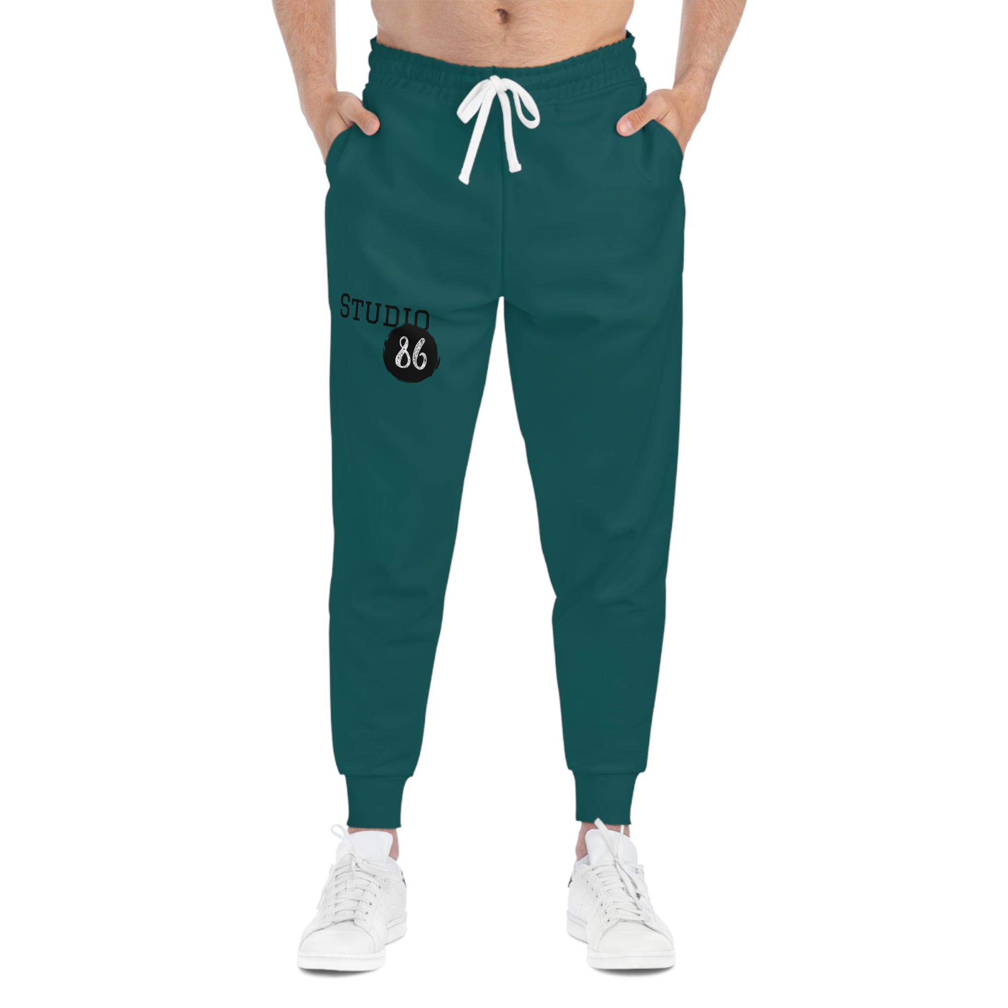 Studio86 Logo Athletic Joggers | Teal All-Over Print