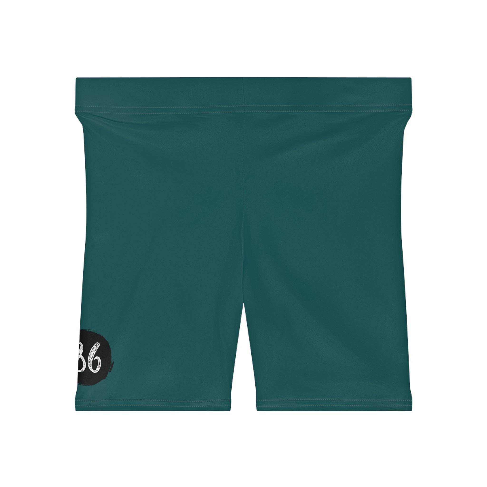 Teal Abstract Minimal Logo Biker Shorts | Women's Cycling Shorts