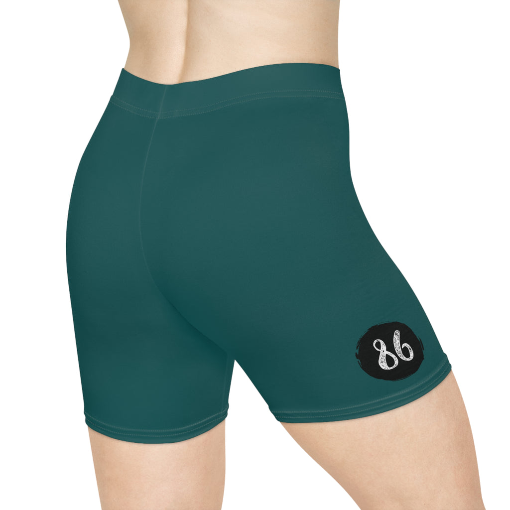 Teal Abstract Minimal Logo Biker Shorts | Women's Cycling Shorts